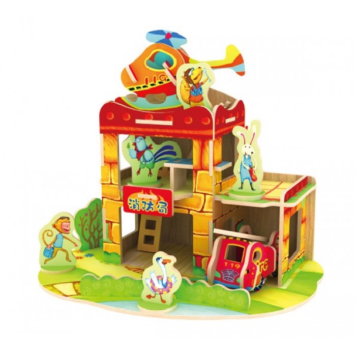 Fire Station Forest Cabin - Puzzle 3D din lemn